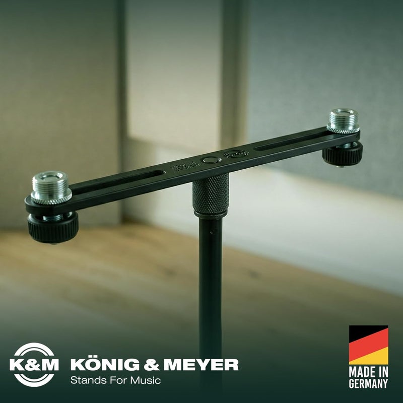 K.M König & Meyer 23550.500.55 Microphone Bar | Adjustable Positioning for Two Mics or Booms | 5/8“ Thread Stand Connector | Professional Choice Made in Germany Black - Image 5